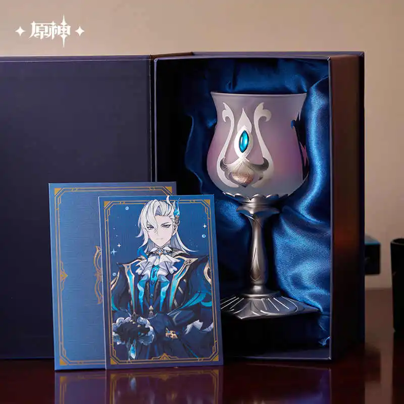 Goblet Cups Neuvillette Official Original Genshin Impact Gift Box Set Vintage Wine Cups Glass Magic Accessories Anime Toy Kids