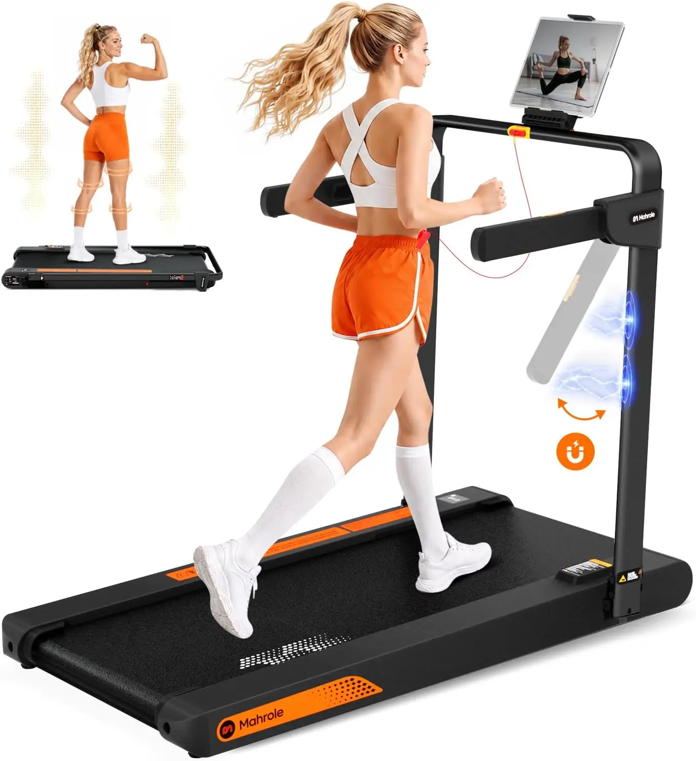 Walking Pad with Vibration Plate and Handle Bar,Foldable Treadmill | Walking Vibration Pad,4 in 1,Under Desk Treadmill for Home,