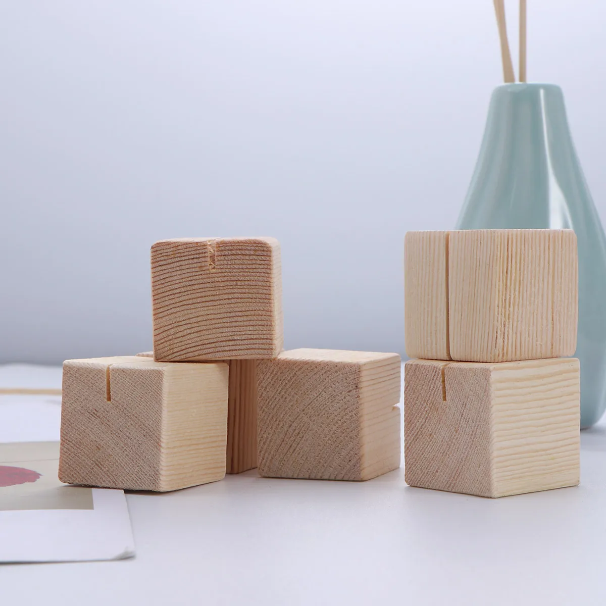 

12pcs Wooden Name Holder Rustic Compact Ideal for Table Number Menu Photos Card Hotels Restaurants Wooden Memo Message