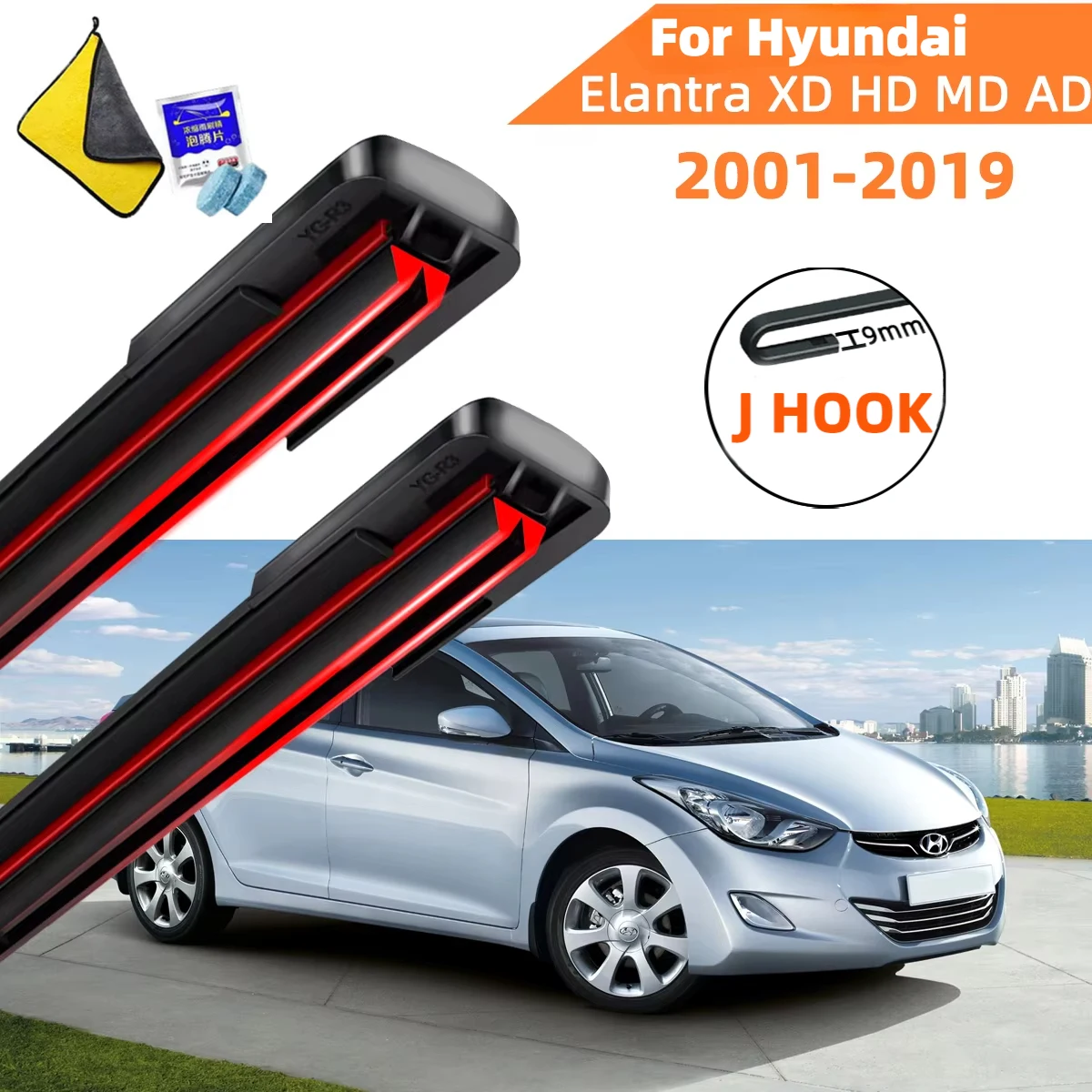 

Двойные резиновые автомобильные дворники для Hyundai Elantra XD HD MD AD, щетки с передним лезвием, резак, автомобильные аксессуары, стеклоочиститель ветрового стекла