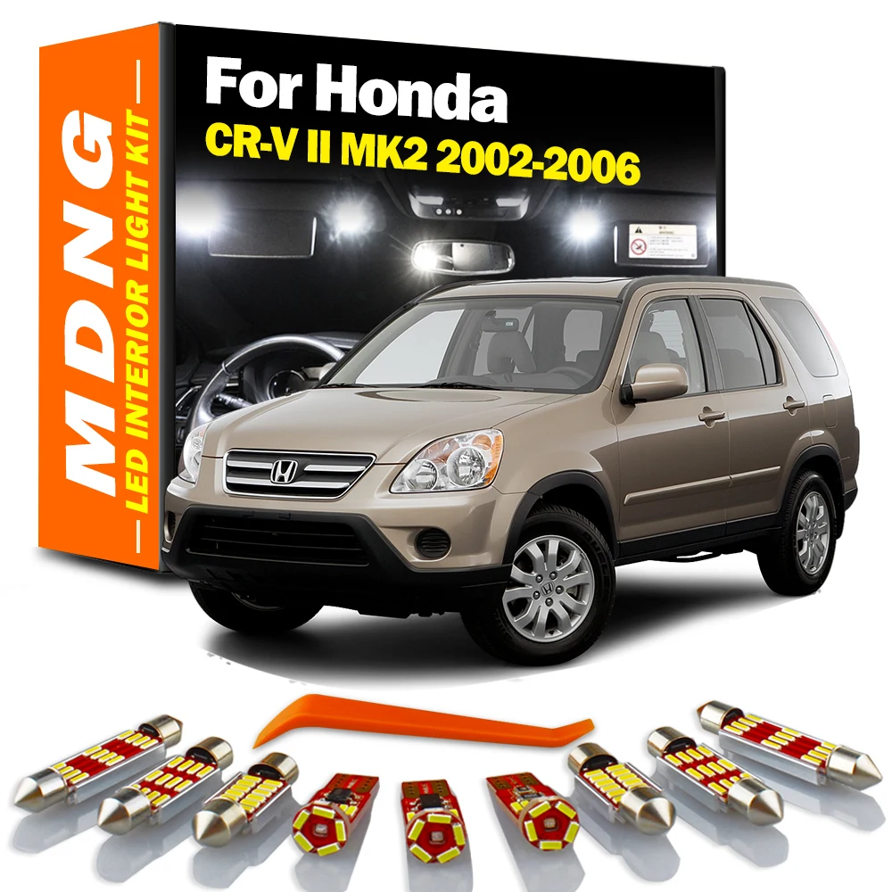 MDNG-LEDライセンスプレートランプキット,車内図,ドームライト,カーアクセサリー,ホンダcrv,CR-V,ii,mk2,2002, 2003, 2004, 2005, 2006, 9個