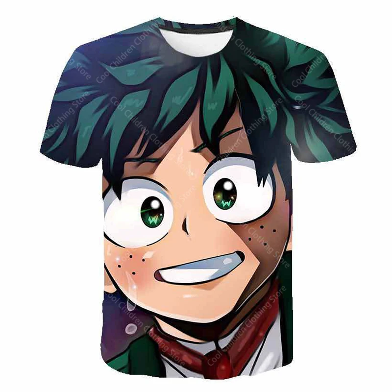 My Hero Academia Summer Boys Girls  Short Sleeve Clothing for Tee Cute casual fashion Parent Child Clothing Short Sleeve T-shirt