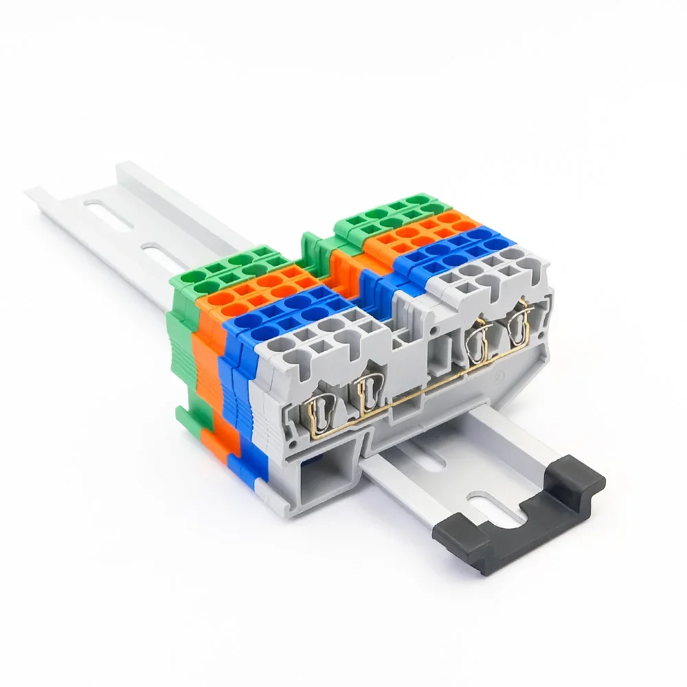 10Pcs ST-2.5-QUATTRO Din Rail Terminal Block Wire Connector Return Pull Return Type 24-12AWG 2.5mm Spring Wiring Terminal Blocks