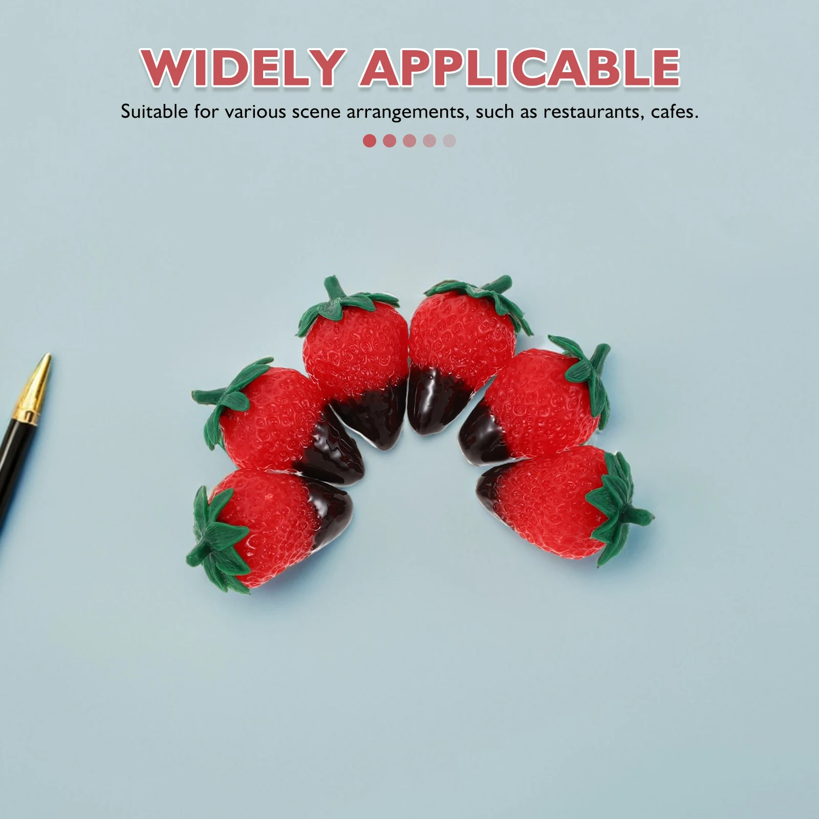 8 قطع من الفراولة المحاكاة: ديكور فواكه صناعية واقعية للمنزل والمقهى والمطعم قطعة مركزية للفواكه البلاستيكية #1
