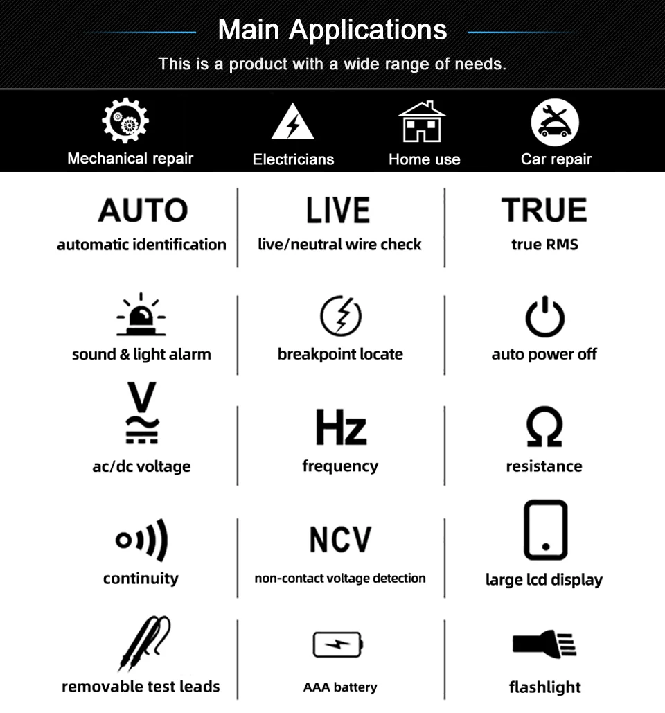 BSIDE Voltage Tester Smart Digital Multimeter Non-Contact Electrician Pen Detector Voltmeter Ac Live Wire Test Ohm Hz NCV Meter