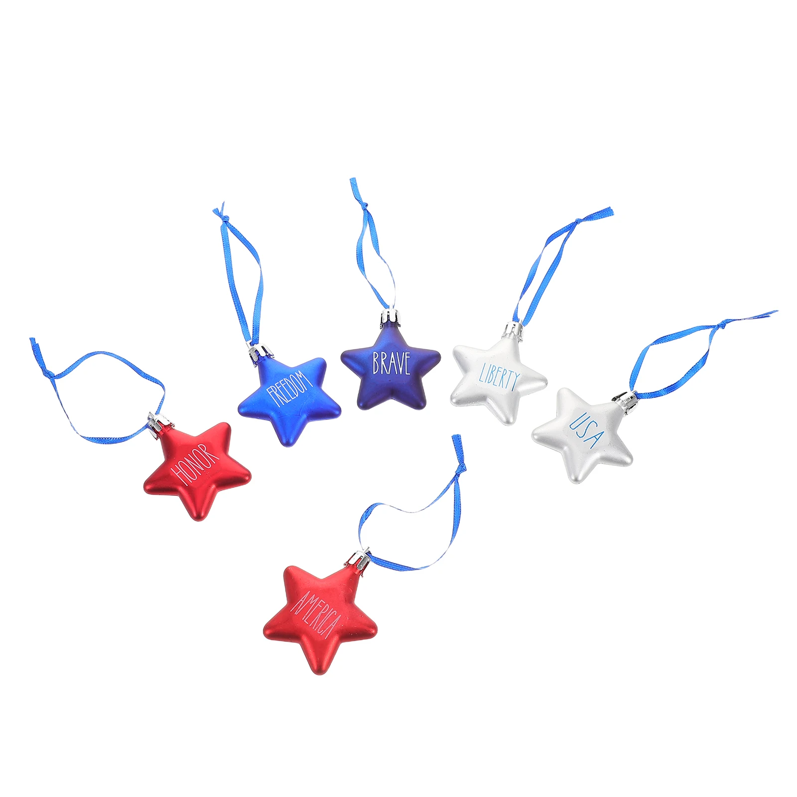 

6 Pcs Pentagram Pendant Independence Balls Ornament Day Decor Hanging Star Ornaments Five Pointed Decoration 4th July Stars