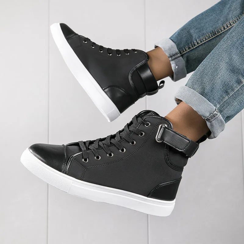 

New Men's Casual Sneakers Big Size 48 Comfortable Platform Shoes Trend Lace-up Vulcanized Shoes Black Flats Sneakers Zapatillas