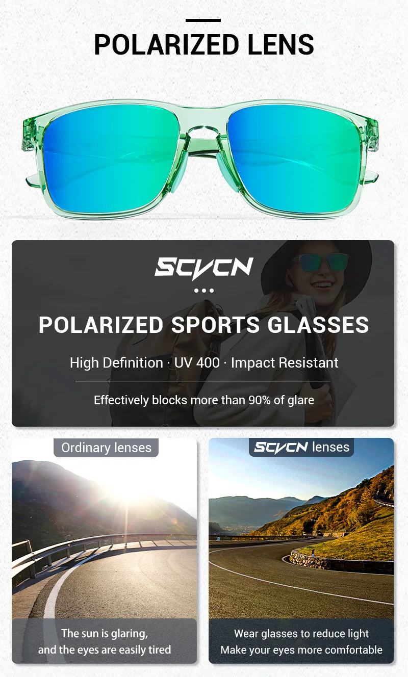 SCVCN Polarisierte Wanderbrille Angelbrille Fahrradbrille Modische UV400 Fahrradbrille für Herren MTB Sport Fahrradbrille Outdoor – Detail 4