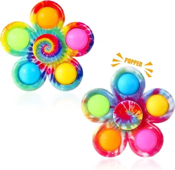 Tie Dye Simple Fidget Spinner Pops 손가락 장난감 ADHD 불안 스트레스 릴리프 감각 Gif를위한 푸시 버블 핸드 스피너
