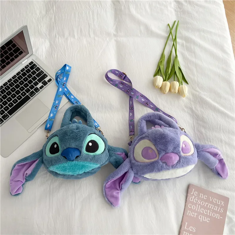 New Stitch Plush Crossbody Bag Cartoon Cute Stitch Plush Soft Doll Handbag Women Fashion Outdoor Shoulder Bag Birthday Gifts