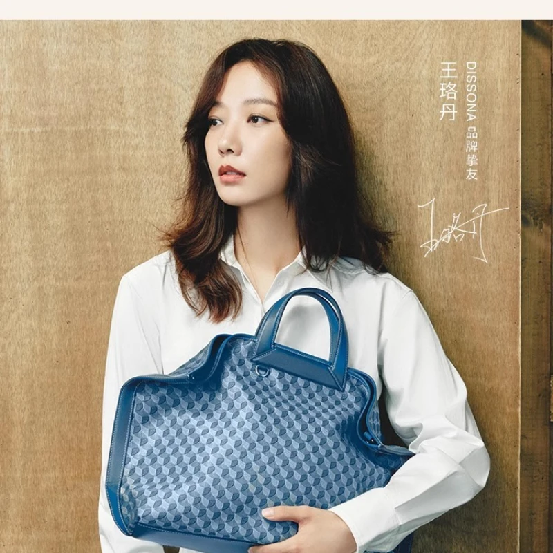 

DISSONA 2025 Plus Size Tote Fold-Over Clutch New Lucky Pouch Vintage Print Denim Shoulder Tote Bag