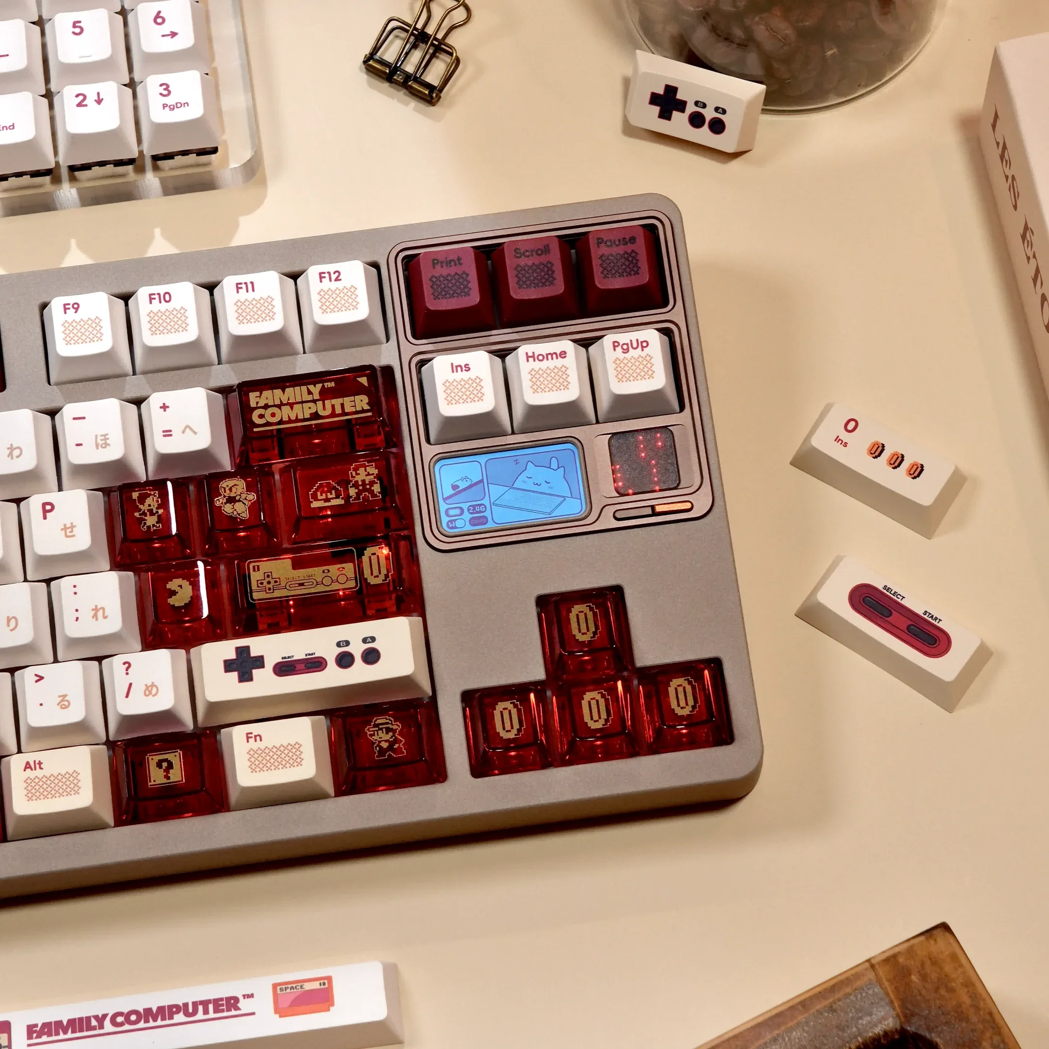 Red White Machine Keycap Cherry Pbt141/167 Key Sublimation Plus 26 Key Pc Transparent Mixed Retro Red White Japanese Keycap Set