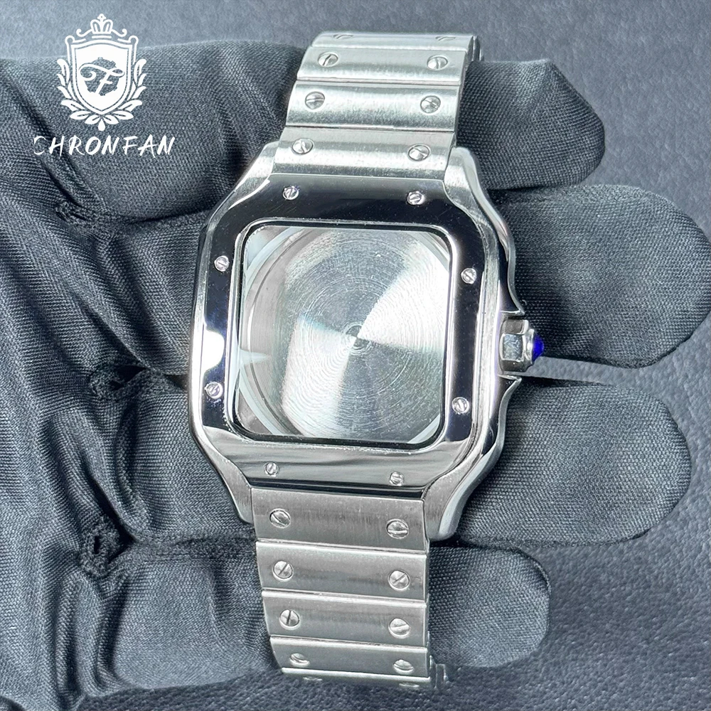 for Santos Square Watch Case NH35 38mm 316L Stainless steel SKX Watch Accessories Parts for NH35 4R35 NH36 4R36 Movements image 2