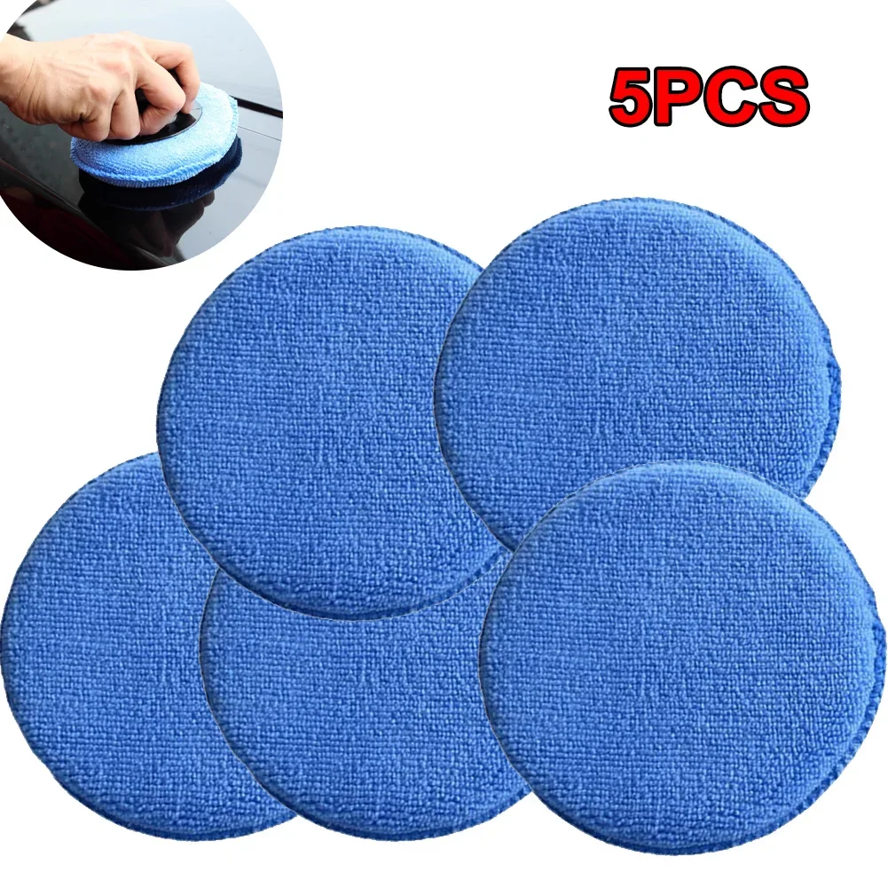 Car Waxing Polish Sponges 5 Inch Car Detailing Wax Applicator Pads Round Pocket Microfiber Foam Sponges Car Cleaning Tools