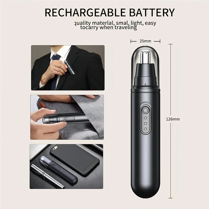 مجموعة أدوات تشذيب شعر الأنف والأذن الدقيقة B13C، رأس مقاوم للماء، أسنان آمنة، فرشاة تنظيف 360 درجة ° شفرات دوارة #6