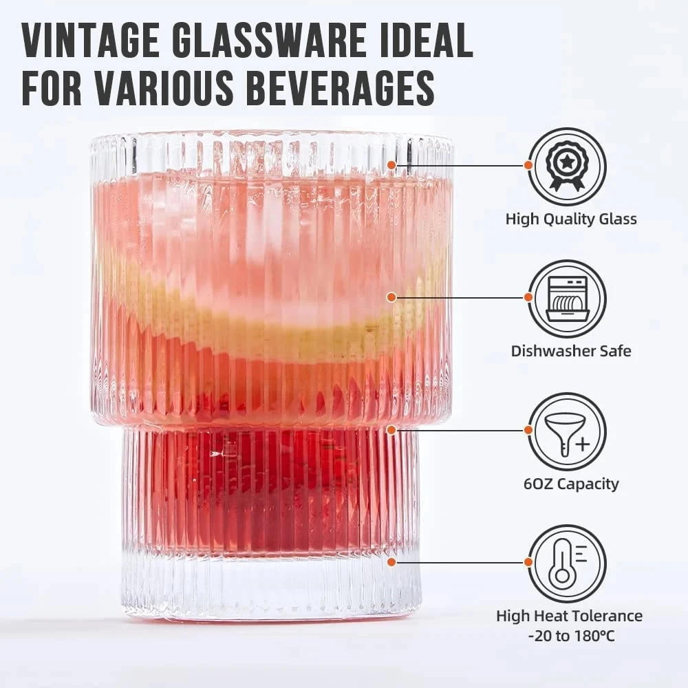 MYVIT Drinking Glassware Collapsible Glass Cups for Water Whiskey Beer Cocktail Glasses Iced Coffee Cup Apartment Must Haves Ess