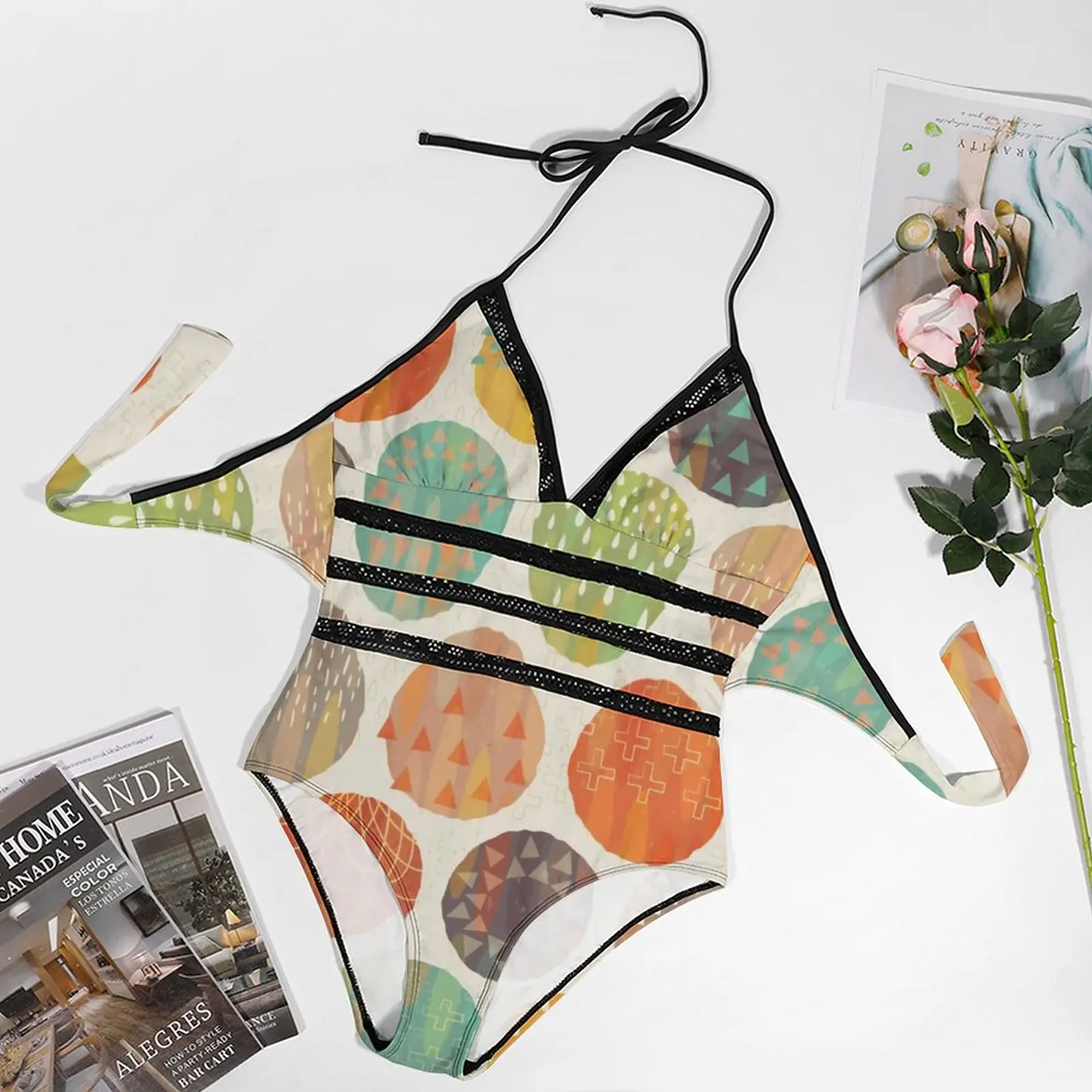 Nordic Pattern Swimsuit Sexy Celestial Bodies Summer Time One Piece Swimwear Female Push Up Bodysuit Stylish Backless Monokini image 5