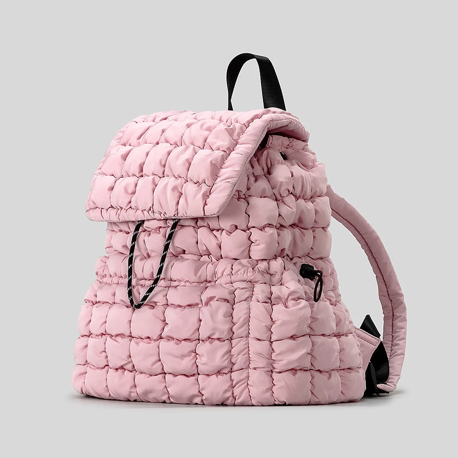 Sacs à dos matelassés froncés pour femmes, sac matelassé design, sac d\'école rembourré en nylon décontracté pour adolescentes, sacs de qualité, mode