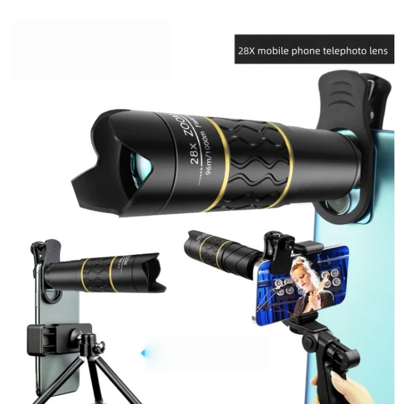 

28X Mobile Phone Camera HD Telescope Lens Clip Zoom Telephoto Monocular Lens for Concert Camping Hunting Sports