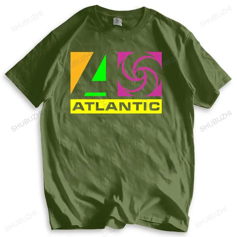 Atlantic Records schwarz Rundhals ausschnitt Kurzarm T-Shirt Retro koreanischen Stil Sommer Top Geschenk männlich Kurzarm T-Shirt