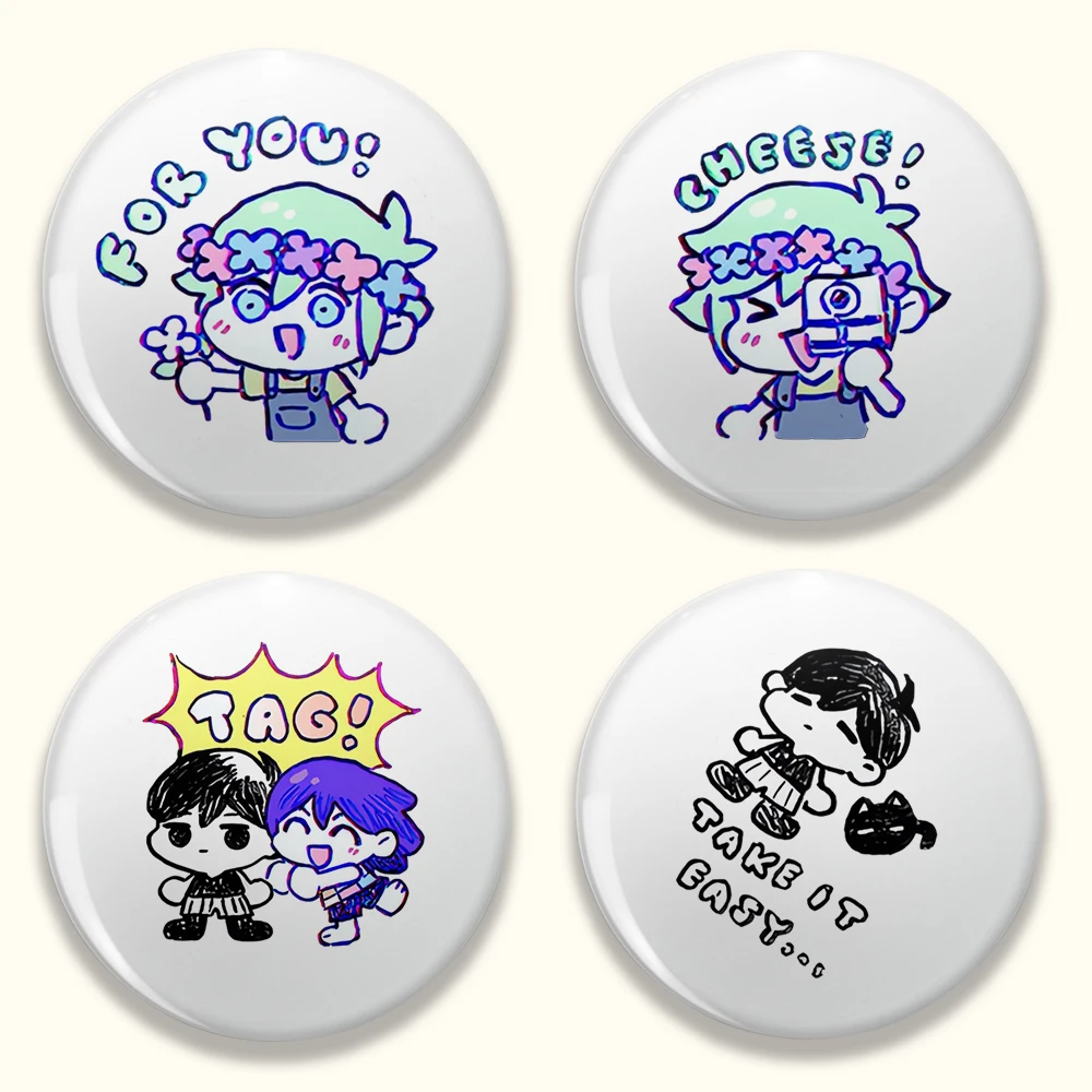 حار أوموري لعبة شارات مستديرة للملحقات باسيل كيل بطل أوبري أوموكات مشمس زر بروش دبابيس المشجعين الأصدقاء الهدايا #1