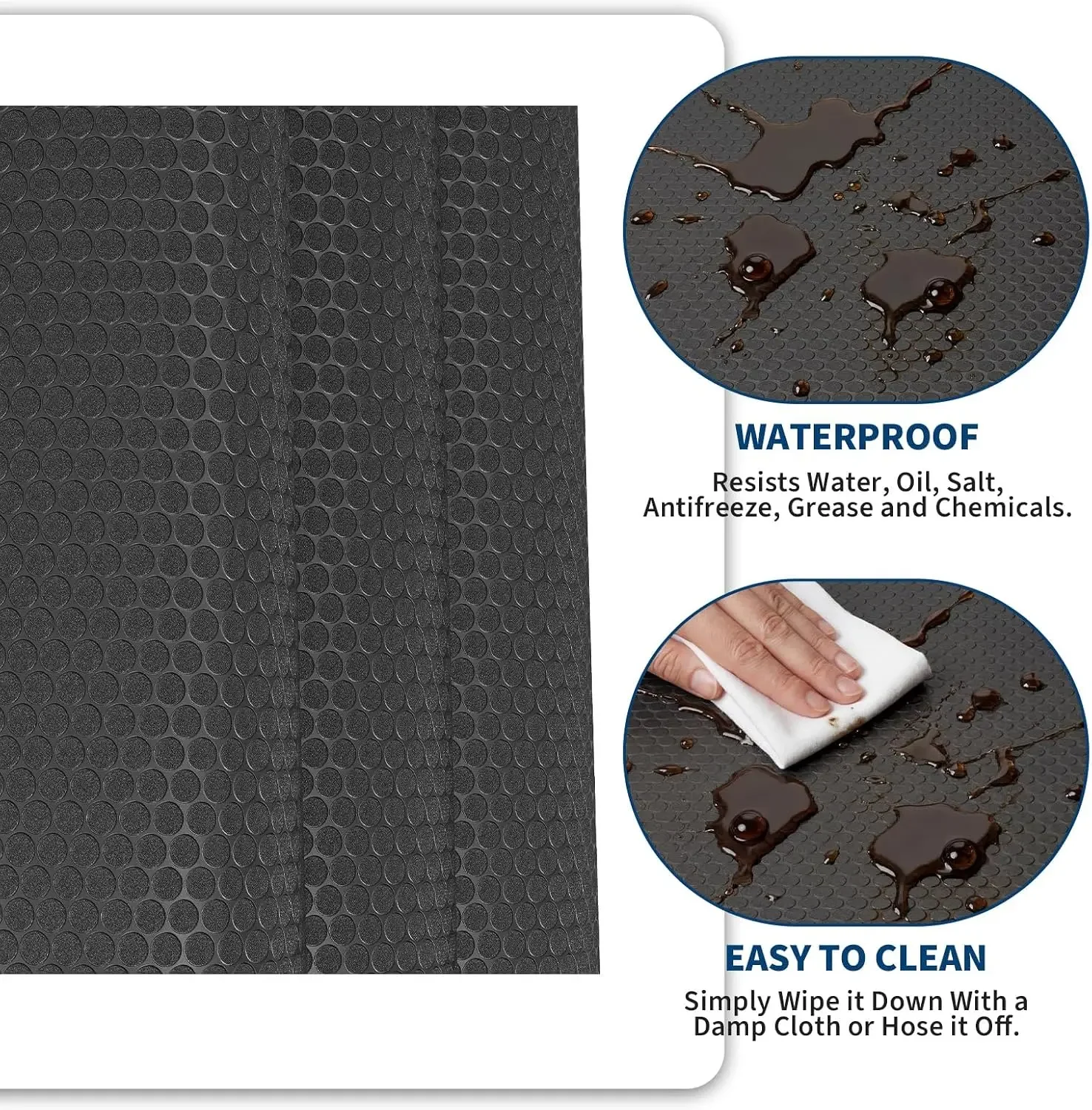 Tacleekii Garage Floor Mat Thickened Coin Plate PVC Heavy-duty Garage Mat for Under Car Non-Slip Floor Protector Mat with Tape for Basement Workshop 4X7FT 4X8FT 4X10FT 5X10FT