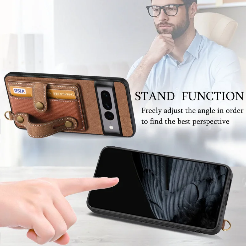 بو الجلود محفظة بطاقة حالة الهاتف ، فتحات بطاقة ، حامل اليد ، غطاء حامل الهاتف ، جوجل بكسل 8 ، 8Pro ، 7 Pro ، 7A ، 6