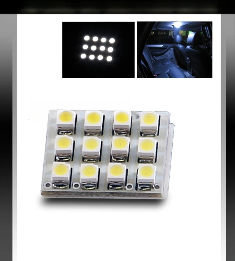 

12 SMD LED BA9S/194/168/T10 Adapter Dome Map Interior Trunk Courtesy Light White