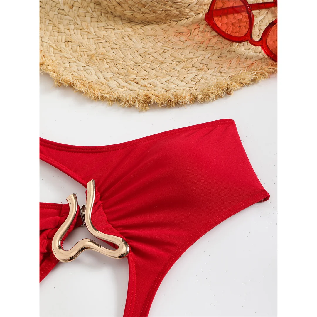 Sexy Badeanzug mit Bauchausschnitt, One-Shoulder-Design, asymmetrisch, einteilig, Damen-Badebekleidung, Badeanzug mit hohem Beinausschnitt, Badeanzug, Modell V6257 – Detail 39