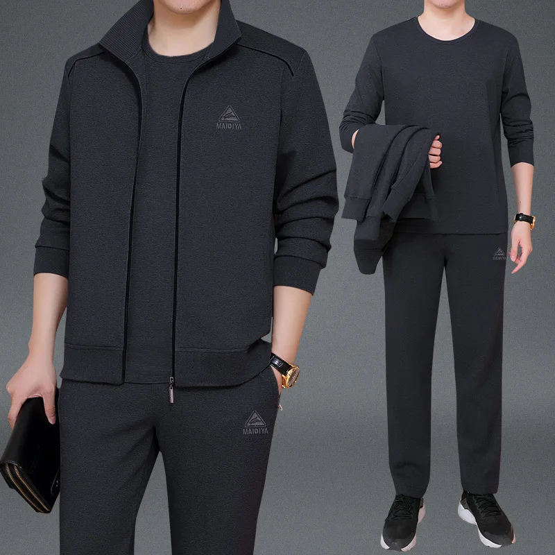 PLUS Size Sport Tracksuits Jackets + Pants 3 Piece Male Running Jogging Suit Outfits Warm Fitness Winter Outdoor Sportswear