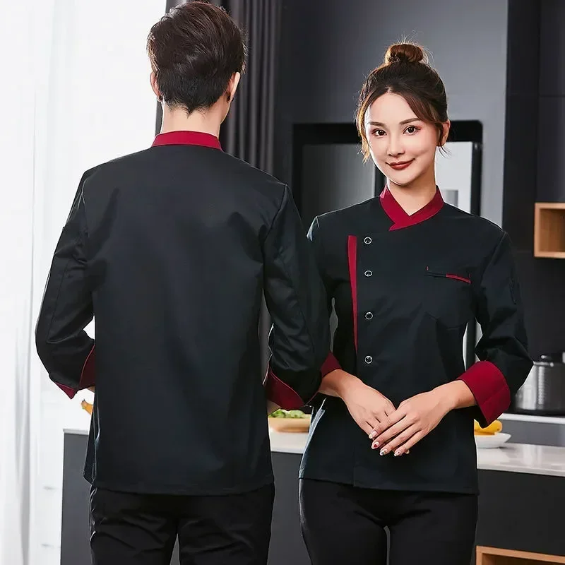 Mouw Voor Snelle Korte Lange Voedsel Bakkerij Restaurant Werk Top Koken Slijtage Uniform Cafe Jas Mannen Tops Keuken Hotel Chef