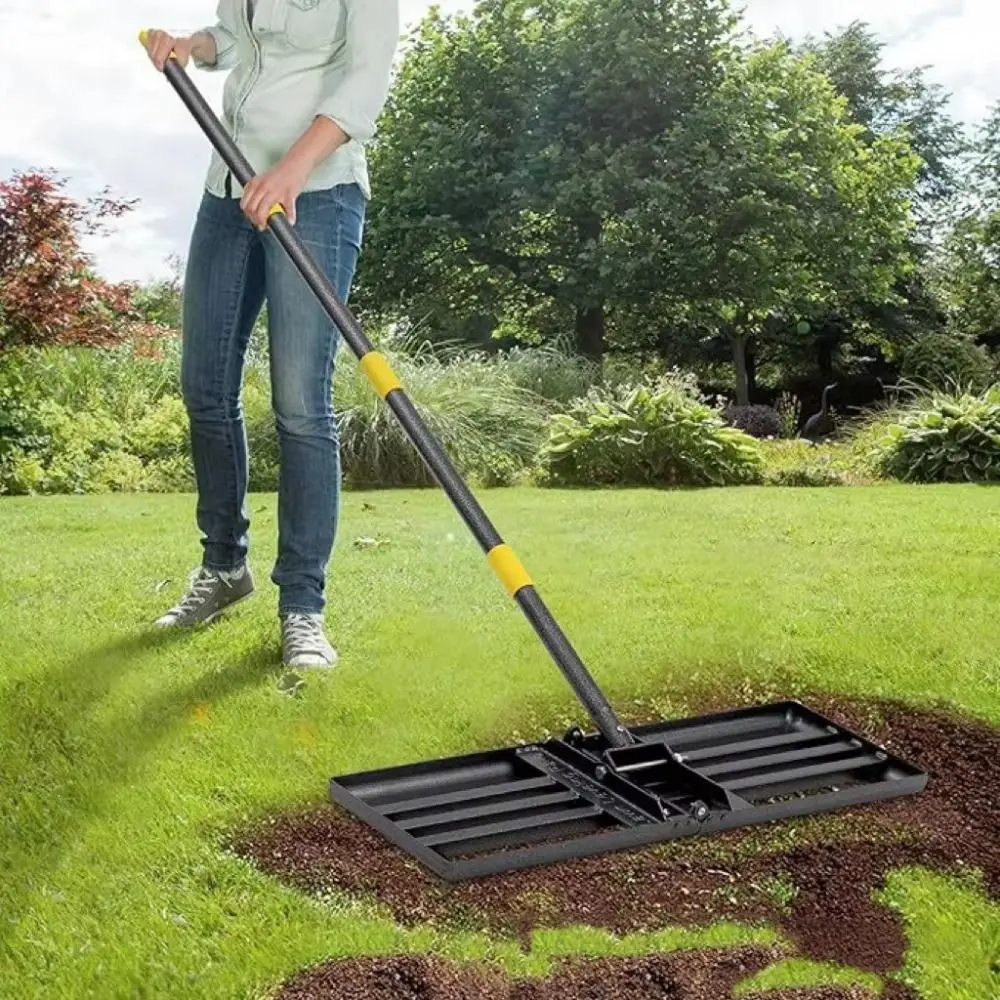 

Stainless Steel Lawn Leveling Rake Heavy Duty Durable Construction Ground Leveler Adjustable Handle Non Flipping Soil Leveler