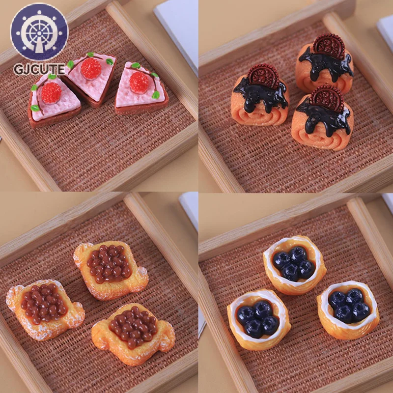 5 buah 1/12 rumah boneka simulasi kue Set roti rumah boneka miniatur dapur makanan penutup dekorasi makanan boneka aksesoris rumah