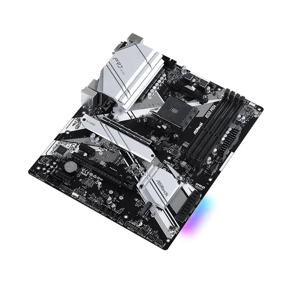 Imagem -02 - Placa-mãe com Chipconjunto Amd B550 Suporte para Soquete Amd Am4 Ryzen 5950x Ryzen 5800x3d x Ddr4 128gb Atx Asrock-b550 Pro4