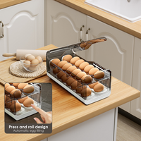 Automatic Scrolling Egg Rack Holder Storage Box Egg Basket Container Organizers Rolldown Refrigerator Egg Shelf Kitchen Supplies