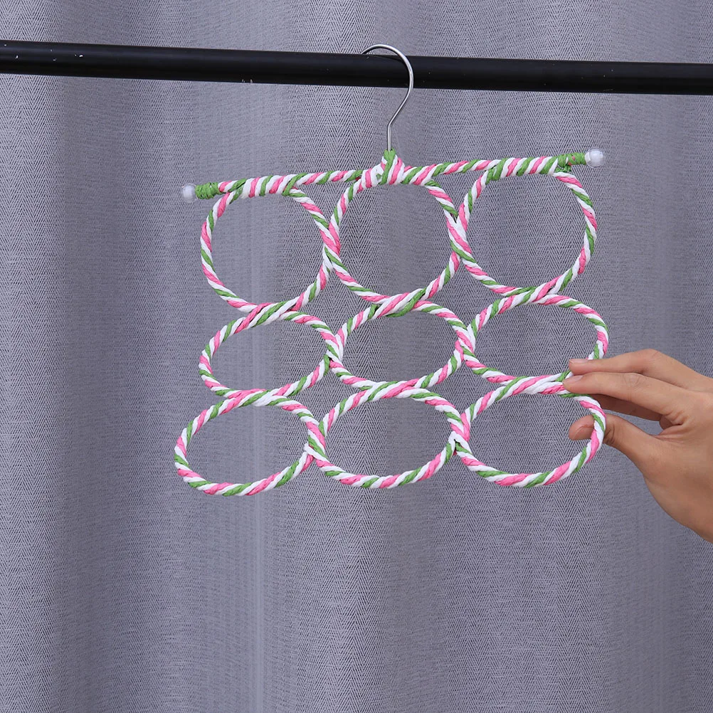 

2Pcs Paper Rattan Scarf Hanger Foldable 9-Ring Multifunctional Closet Organizer Scarf Rack Tie Towel Holder Tie Hanger