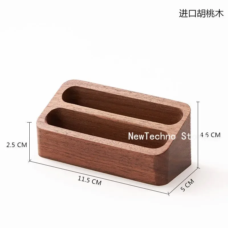 Solid Wood Desktop Business Card Display Stand Memo Holder Storage Box Beech Wood Card Organizer For Office