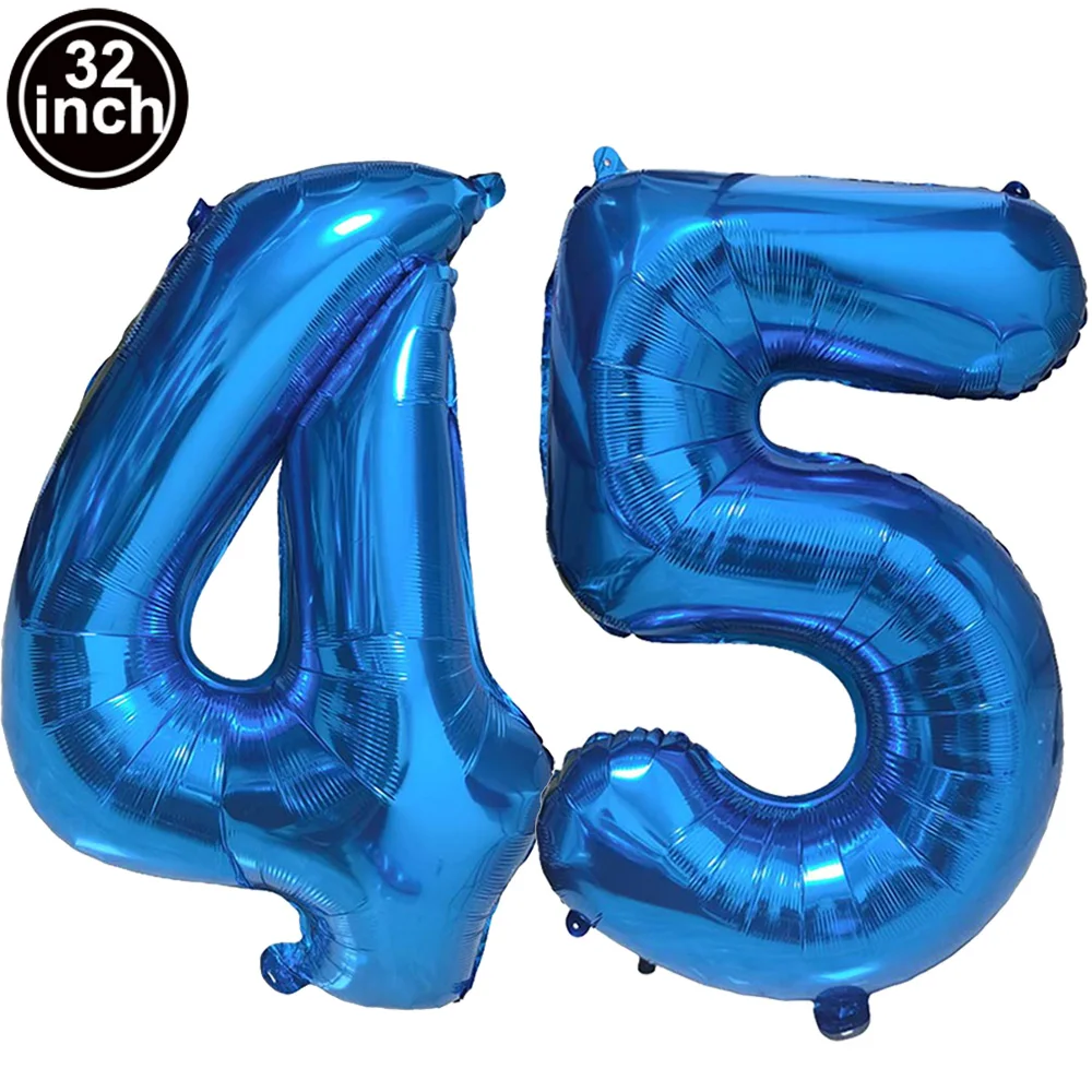 Blauer Ballon mit großen Zahlen, 32 Zoll, 0, 1, 2, 3, 4, 5, 6, 7, 8, 9, Geburtstag, Bachelorette-Luftballons, Figur, Golob-Party-Ballon-Dekoration