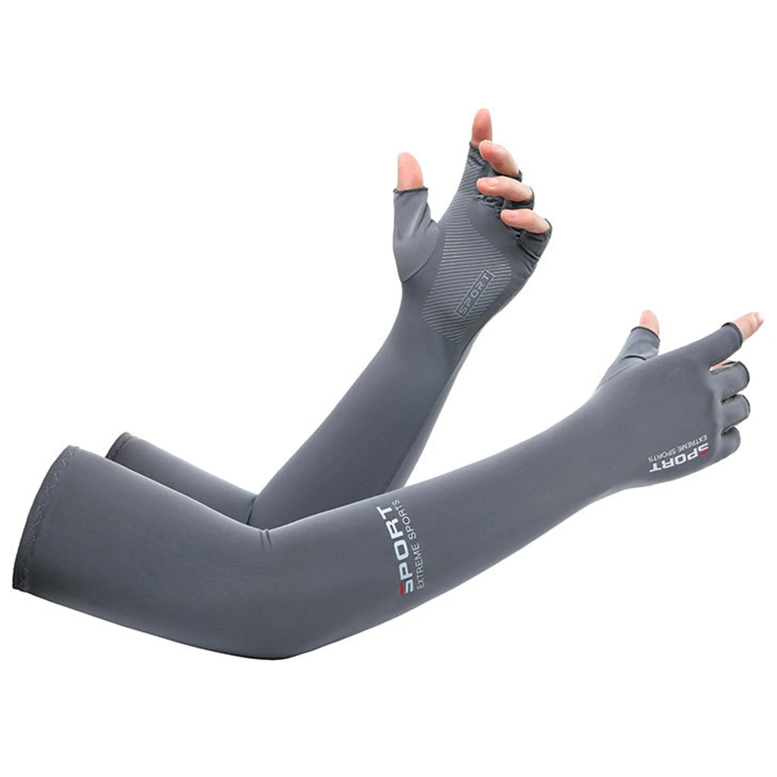 Summer Cooling Arm Sleeves Cover Solid Color UV Sun Anti Slip Arm Sleeves Great for Running Cycling Basketball