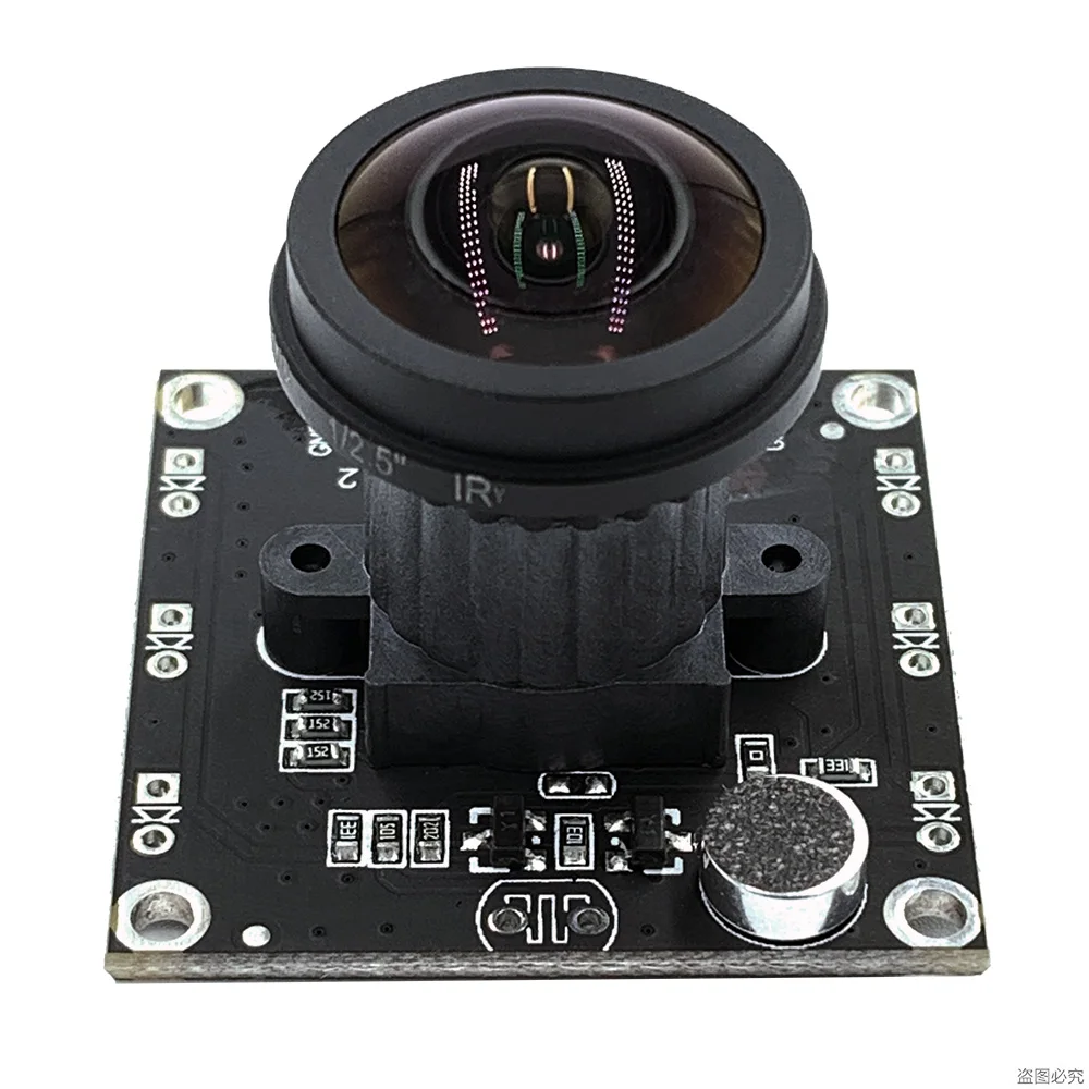 1920*1080 32*32mm  Low Lux 0.01Lux HDR 2.0MP Color USB Camera Module Support Microphone, Fisheye Lens 150 Degree Angle