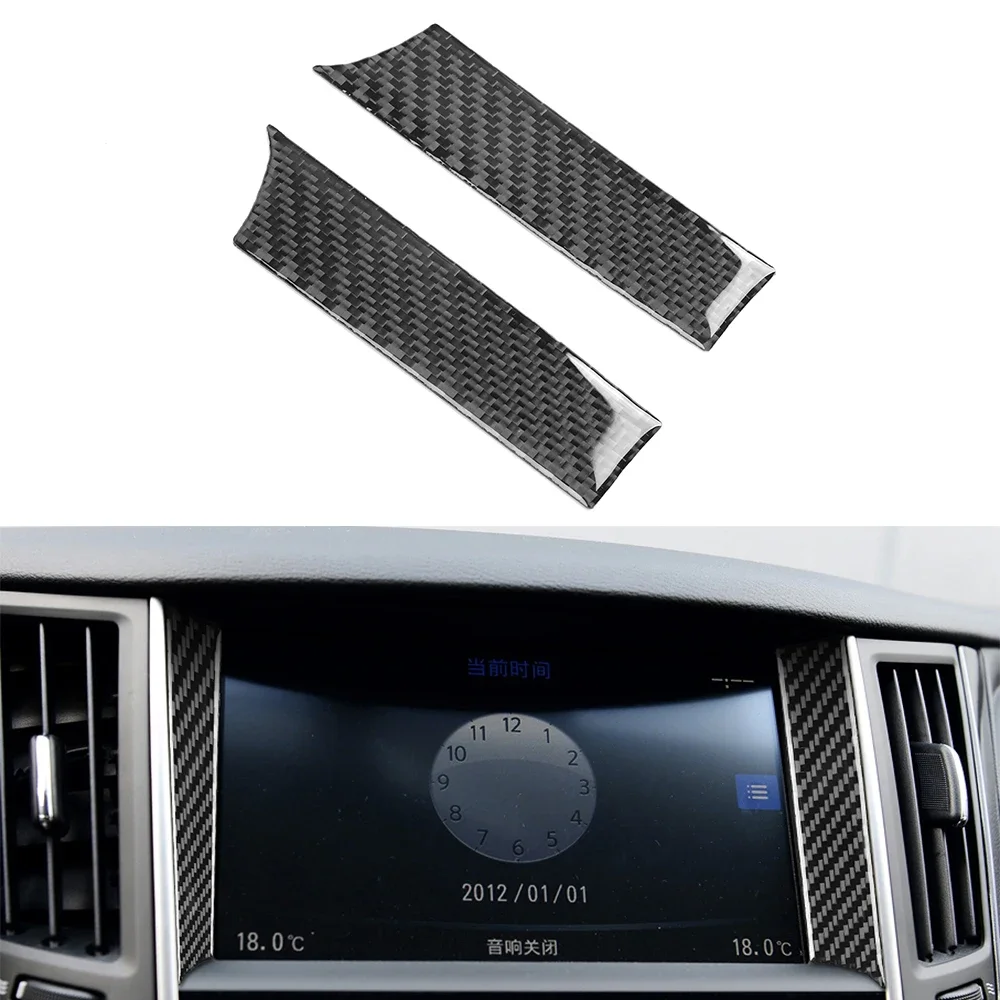 

Car Central Console Side Stickers For Infiniti Q50 2014-2020 Real Carbon Fiber Interior Accessory Styling