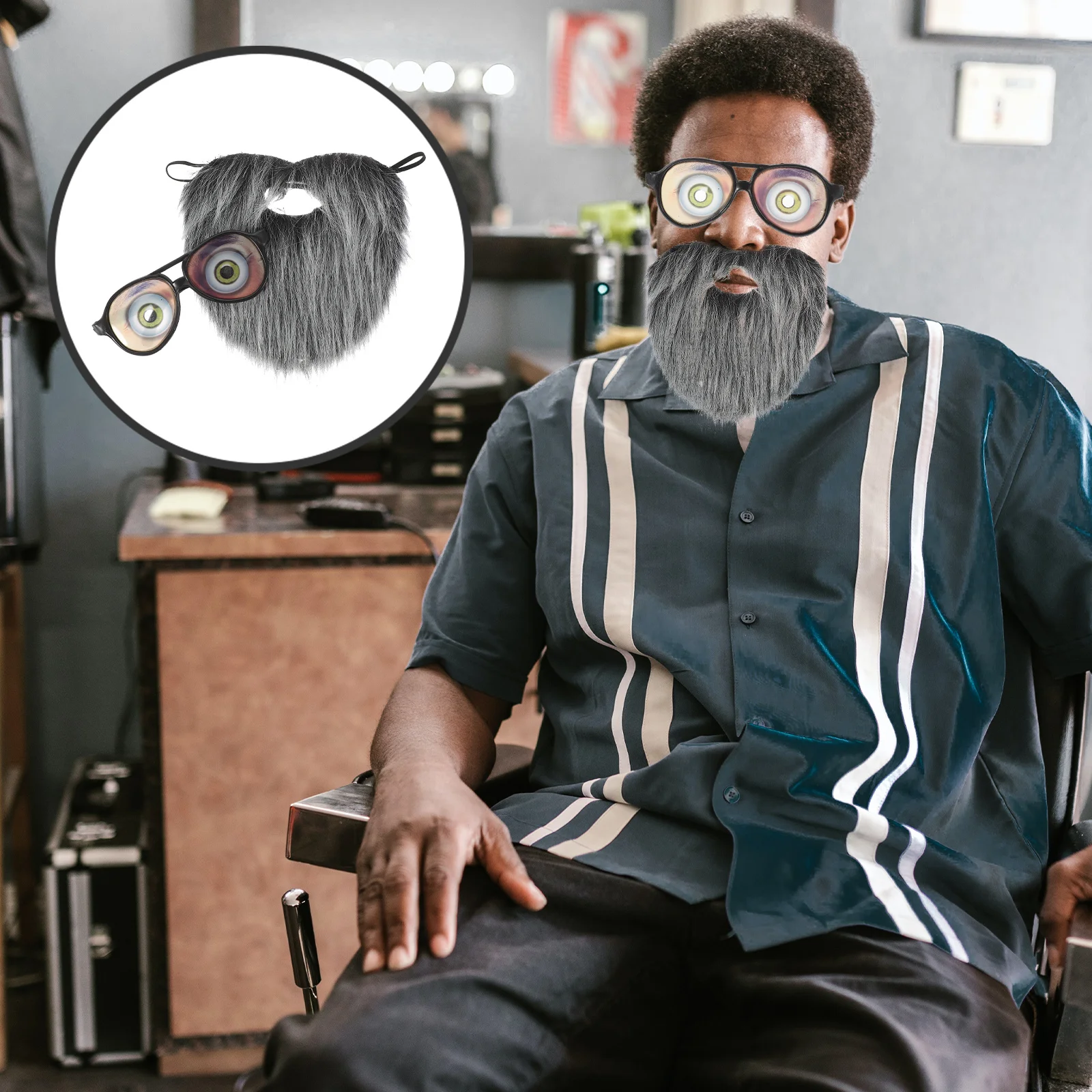 1Set Funny Mustache Eyewear Cosplay Fake Beard Realistic Beard Party Props Halloween Costume Reusable Lifelike Performance