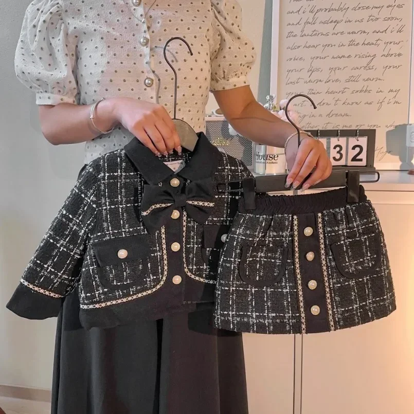 مجموعات تويت مبطنة بالقطن للبنات ، بدلات أطفال ، جاكيتات وتنورة أطفال ، قميص سميك دافئ من الصوفي ، طقم ملابس شتوية ، 2 ، 3 ، 4 ، 5 ، 6 ، 7 سنوات