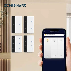 Zigbee Smart DIY Name Switch Work with Tuya App US Type Display Screen Touch Wall Light Switch Alexa Google Home Voice Control
