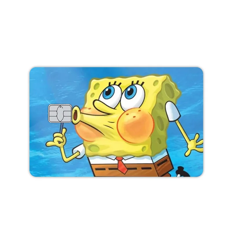 New Anime SpongeBob Kawaii Diy Pvc Stickers Cartoon Star Laser Waterproof Film Tape Skin for Credit Debit Bank Visa Card Decal