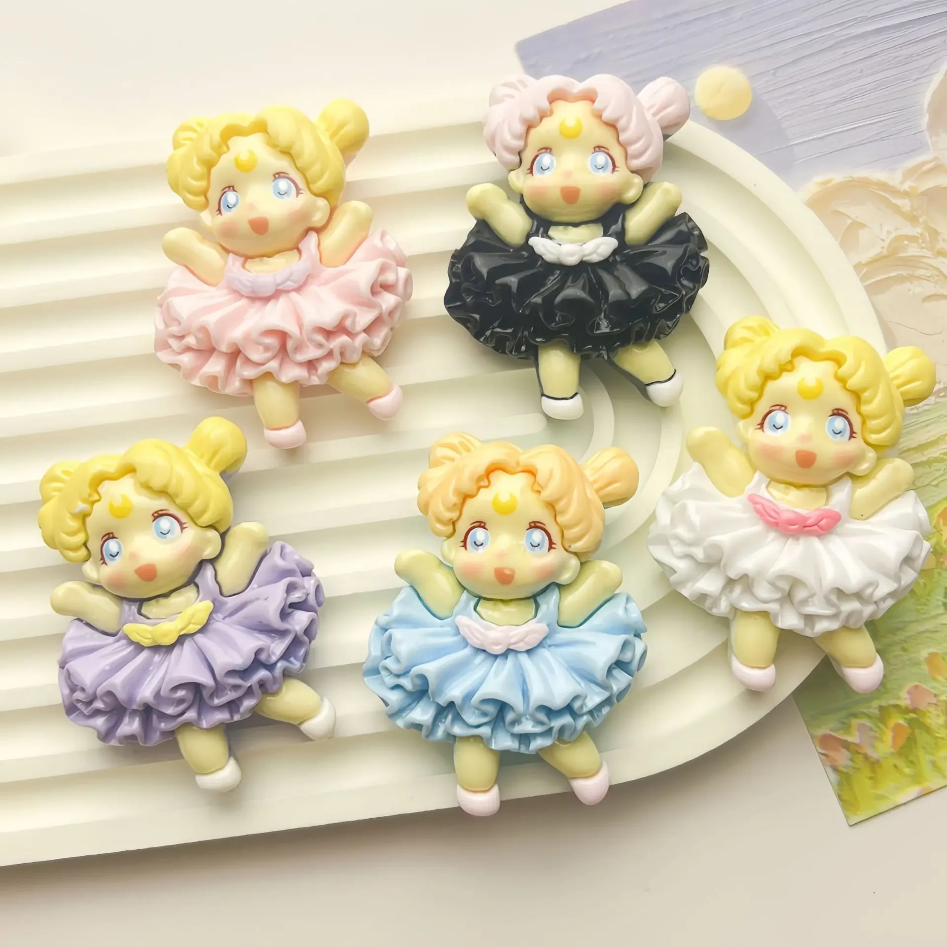 

2pcs Big card folding skirt girl Resin Flatback Cabochons Diy Crafts Materials Jewelry Making Charms