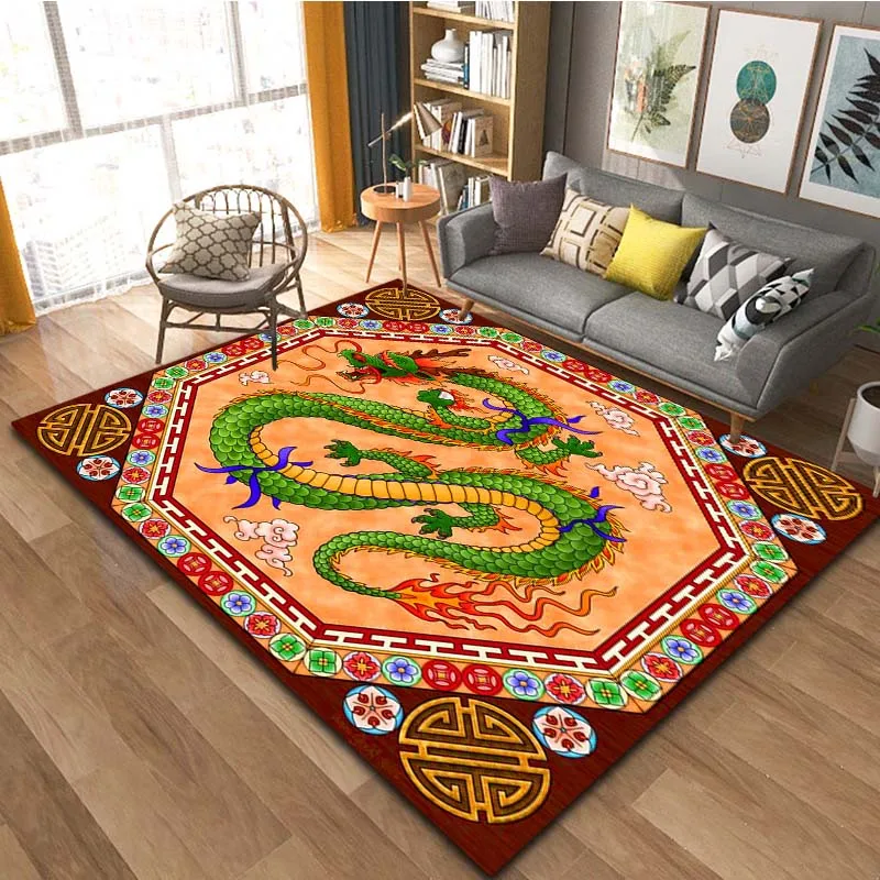 Chinese Dragon Pattern Carpet Door Floor Mat Doormat Non-slip Floor Mat Living Room Decor Rug 3 Sizes