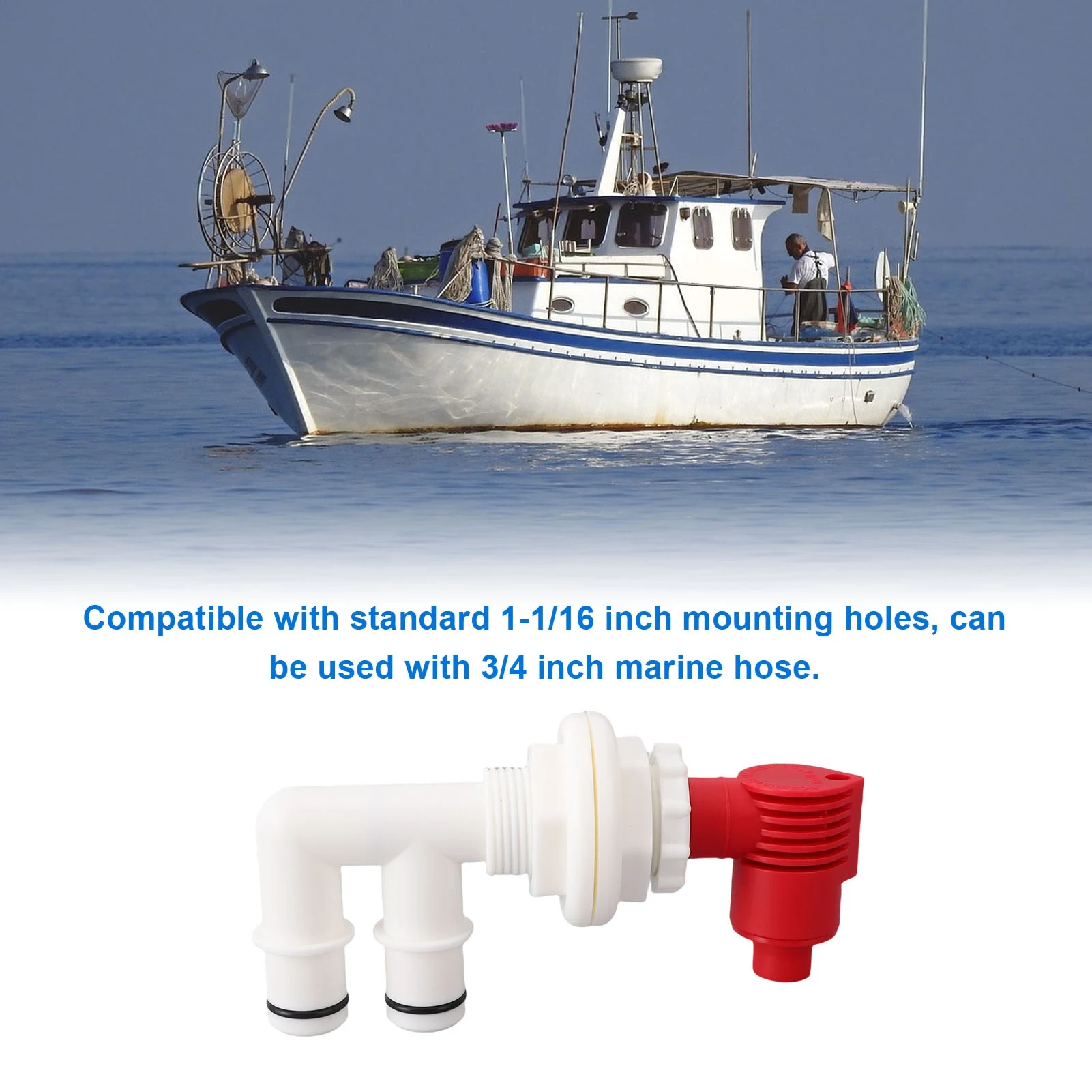 Pump Out Aerator Combo Kit 1-1/16 Inch Mounting Drain Valve Recirculating Pump Aerator for Live Wells Bait Wells