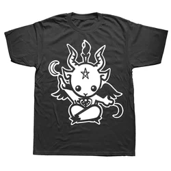 New Summer Style Satanic Goat Baphomet Cartoon T Shirt women Short Sleeve Printed T-shirt Brand Tshirt women Clothing Fashion