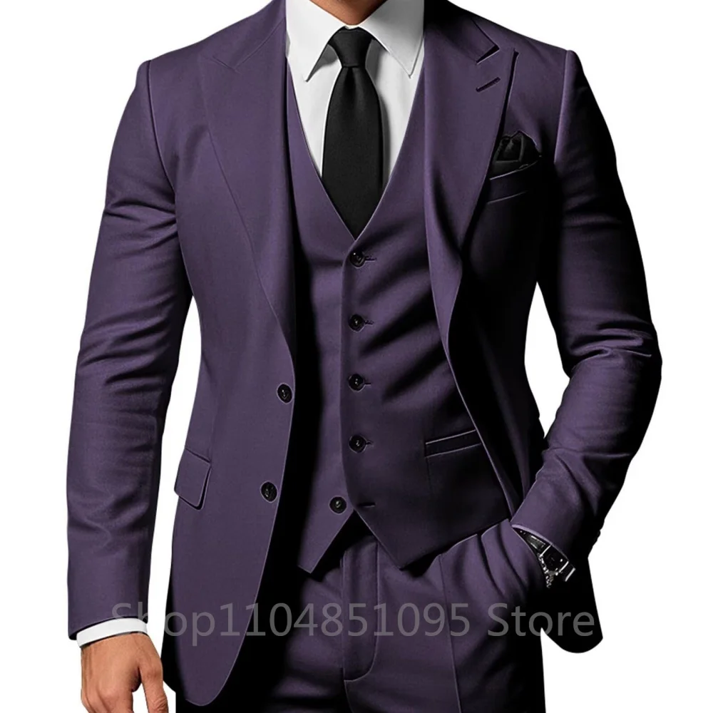 3 قطعة الرجال بدل زفاف رسمي العريس سهرة حفلة موسيقية حفلة موسيقية الذكور ملابس عصرية مجموعة مع الذروة التلبيب سترة السراويل سترة #4